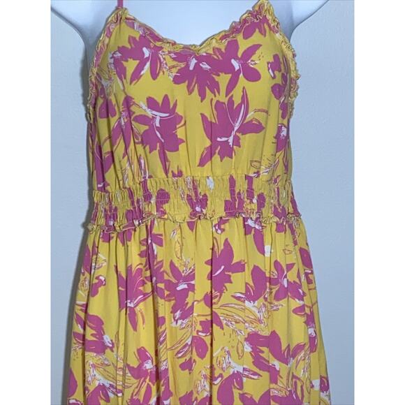 Jessica Simpson Maxi Dress Pink Yellow Floral Print, Sz Medium Summmer Party - Picture 4 of 12